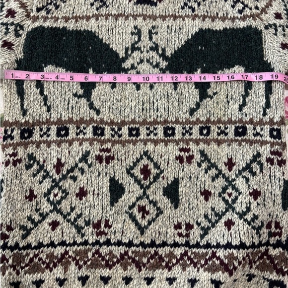 VTG Polo Ralph Lauren Men’s Hand Knit Wool Sweater Stag Fair Isle Moose M - Picture 7 of 8